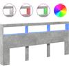 vidaXL Testata LED con ripiano grigio cemento 220x17x102 cm