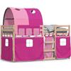vidaXL Letto a castello con tende rosa 80x200 cm in legno di pino massiccio