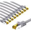 Goobay Cavo patch RJ45 CAT 6A S/FTP (PiMF), 500 MHz con cavo grezzo CAT 7, 5 m, grigio, set da 10, 5 m - Rivestimento del cavo privo di alogeni LSZH, connettore RJ45 (CAT 6A), CU