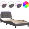 vidaXL Struttura letto con LED senza materasso "Zadar" Grigio 80x200 cm