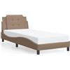vidaXL Letto senza materasso "Zadar" Marrone cappuccino 90x200 cm Pelle finta