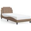 vidaXL Struttura letto senza materasso "Zadar" Marrone cappuccino 100x200 cm Pelle finta
