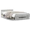 vidaXL Struttura letto con cassetto in cemento grigio 100x200 cm Materiale a base di legno