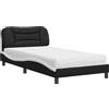 vidaXL Letto con materasso "Hvar" Nero e bianco 100x200 cm Pelle finta