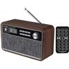 Sunstech Radio retrò sunstech rpbt500wd in legno - 2*3w rms - fm - bt 4.2 - orologio e sveglia - usb/sd/aux-in - mp3 - telecomando - ricarica micro usb - 1800mah