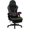 Huzaro Force 4.6 RGB | LED Gaming Chair Sedia ergonomica per PC | Music Sync | Poggiapiedi Funzione dondolo Schienale regolabile | fino a 130 kg | Nero