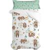 HappyFriday Set copripiumino HappyFriday Moshi Moshi Happy Sloth Colorato materasso singolo 2 pezzi
