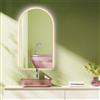 PonteSino HOKO specchio da bagno ad arco LED 60x100 cm con cornice in metallo, montaggio ALTO+QUARTO, specchio ad arco+interruttore a sfioramento+cambio di luce 2700-6500K, bianco caldo-bianco freddo