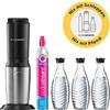 SodaStream Crystal 3.0 titanium value pack per acqua frizzante, incluse 3 caraffe in vetro