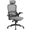 Diablo Sedia da ufficio Diablo V-Light Sedia da ufficio ergonomica Braccioli 3D Supporto lombare integrato Portata fino a 110 kg Grigio