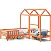vidaXL Letto e panca in legno massiccio con tetto arancione 90x190 cm in legno di pino