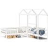 vidaXL Letto e panca in legno massiccio con tetto bianco 75x190 cm in legno di pino