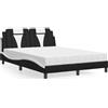 vidaXL Letto "Viana" con materasso bianco e nero 140x200 cm in Pelle finta