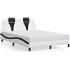 vidaXL "Viana" struttura letto senza materasso bianco e nero 140x190 cm in ecopelle