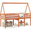 vidaXL Letto a soppalco con tetto in cera marrone 80x200 cm in legno di pino massiccio