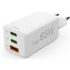 Hama Caricabatterie rapido, GaN, 2x USB-C PD, 1x USB-A QC, mini caricabatterie, 65 W, bianco (00125142)