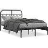 vidaXL Struttura letto con testiera in metallo nero 120x190 cm