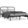 vidaXL Struttura letto con testiera in metallo nero 140x190 cm