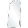 VEVOR Specchio curvo a figura intera, 180 x 81 cm, specchio da appoggio con supporto, a libera installazione o a parete, cornice in lega di alluminio, specchio da toilette a figura intera per soggiorno e camera da letto