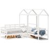 vidaXL Lettino e panca con tetto bianco 80x200 cm in legno di pino