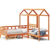 vidaXL Set letto da giorno con tetto a cera marrone 80x200 cm in legno di pino massiccio