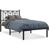 vidaXL Struttura letto con testiera in metallo nero 75x190 cm