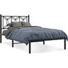 vidaXL Struttura letto con testiera in metallo nero 107x203 cm