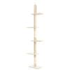 Fudajo tiragraffi a soffitto 230-276 cm in beige, tiragraffi per gatti con 4 livelli, albero per gatti con tenditore a soffitto regolabile in altezza, arredamento per gatti con sisal