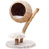 Fudajo tiragraffi di design con cesto per gatti alto 83 cm, tiragraffi di design per gatti con cesto per gatti in vimini, albero per gatti in legno con peluche
