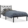 vidaXL Struttura letto con testiera in metallo nero 90x200 cm