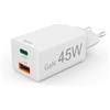 Hama Caricabatterie rapido, 1x USB-C PD, 1x USB-A QC, mini caricabatterie, 45 W, bianco (00125141)