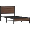 vidaXL Letto in metallo senza materasso aspetto rovere marrone 75x190 cm