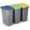 CASARIA® 3x Cestino per Rifiuti Cucina 25L Set Coperchi Colorati Tenuta Odori Bidone in Plastica 39x24cm Raccolta Differenziata