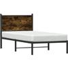 vidaXL Letto in metallo senza materasso rovere fumé 75x190 cm