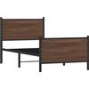vidaXL Letto in metallo senza materasso aspetto rovere marrone 75x190 cm