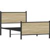 vidaXL Letto in metallo senza materasso rovere Sonoma 100x190 cm