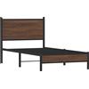 vidaXL Letto in metallo senza materasso effetto rovere marrone 90x190 cm