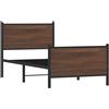 vidaXL Letto in metallo senza materasso effetto rovere marrone 90x200 cm