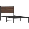 vidaXL Letto in metallo senza materasso effetto rovere marrone 90x190 cm