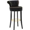 MAURO FERRETTI Sgabello Bar Luxy Nero in Velluto Sintetico - 46x48x96 cm - Schienale Comodo e Poggiapiedi in Metallo Dorato - Design Glam Essenziale