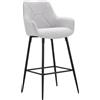 MAURO FERRETTI Set 2 Sgabelli Bar GREY 55x55x109 cm - Sgabelli in Tessuto Imbottito con Braccioli e Gambe in Metallo Nero - Stile Glam