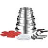 Tefal Set di pentole Tefal Ingenio Emotion ON - 20 pezzi - Adatto a tutte le fonti di calore - Set di pentole per induzione - Acciaio inossidabile - Senza PFOA