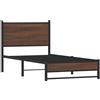 vidaXL Letto in metallo senza materasso aspetto rovere marrone 75x190 cm