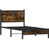 vidaXL Letto in metallo senza materasso rovere fumé 75x190 cm