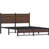 vidaXL Letto in metallo senza materasso effetto rovere marrone 150x200 cm