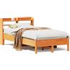 vidaXL Letto in legno massiccio senza materasso cera marrone 120x200 cm legno di pino