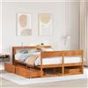 vidaXL Letto in legno massiccio senza materasso cera marrone 135x190 cm legno di pino