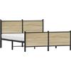 vidaXL Letto in metallo senza materasso rovere Sonoma 150x200 cm
