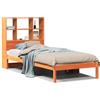 vidaXL Letto in legno massiccio con ripiano senza materasso Wax brown 100x200 cm