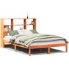 vidaXL Letto in legno massiccio con ripiano senza materasso Wax brown 140x200 cm